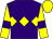 Purple, yellow triple diamond, yellow sleeves, purple armlets, yellow cap