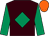 Brown, emerald green diamond and sleeves, orange cap