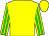 Yellow, green striped sleeves, yellow cap