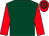 Dark green, red sleeves, hooped cap