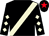 Black, beige sash, beige diamonds on sleeves, black cap, red star