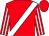 Red, white sash, striped sleeves, red cap