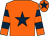 Orange, dark blue star, hooped sleeves and star on cap