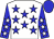 White body, big-blue stars, big-blue arms, white stars, big-blue cap