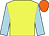 Lemon, light blue sleeves, orange cap