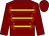 maroon, gold braid