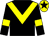 Black, yellow chevron, yellow armlet, yellow cap, black star