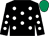 Black, white spots, emerald green cap