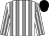 White body, grey striped, white arms, grey striped, black cap