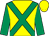Yellow, emerald green cross sashes & sleeves, yellow cap