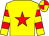 yellow, red star, hooped sleeves, quartered cap