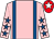 Pink, royal blue braces, pink sleeves, royal blue stars, red cap, white star