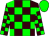 Brown and green checks, green cap