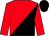Red and black halved diagonally, red sleeves, black cap