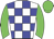 White body, blue checked, green arms, green cap
