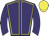 Purple body, yellow seams, purple arms, yellow cap