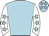 Light blue, white arms, light blue stars, light blue cap, white stars