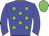 Big-blue body, green spots, big-blue arms, green cap