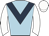 Light blue, dark blue chevron, white arms, white cap