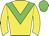 Yellow body, green chevron, yellow arms, green cap