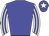 Blue body, white arms, blue striped, blue cap, white star