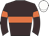 Brown body, orange hoop, brown arms, orange armlets, white cap