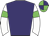 Purple, white arms, green armlets, green cap, purple quarters