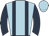 Light blue body, dark blue braces, dark blue arms, light blue cap