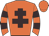 Orange body, brown cross of lorraine, orange arms, brown hooped, orange cap