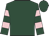 Dark green, dark green & pink hooped sleeves, dark green cap