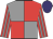 Red & grey quartered, striped sleeves, purple cap