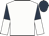 White, dark blue halved sleeves, dark blue cap