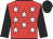 Red, white stars, black sleeves & cap