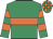 Emerald green, orange hoop, hooped sleeves, check cap