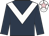 Dark blue, white chevron, white cap, pink star