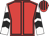 Red, black seams, white sleeves, black chevrons, red & black striped cap