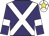 Purple, white cross sashes, white armlet, white cap, yellow star