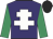 Purple, white cross of lorraine, emerald green sleeves, black cap