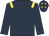 Dark blue, yellow epaulettes, yellow diamonds on cap