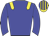 Big-blue body, yellow epaulettes, big-blue arms, yellow cap, big-blue striped