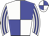 White body, big-blue quartered, white arms, big-blue striped, white cap, big-blue quartered