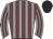 Grey body, garnet striped, grey arms, garnet striped, black cap