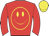 red, yellow smiley face, yellow cap