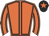 Orange body, black seams, orange arms, black seams, black cap, orange star