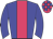 Big-blue body, rose stripe, big-blue arms, rose cap, big-blue checked