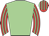 Light green body, red arms, light green striped, red cap, light green stripes