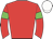 Red body, red arms, green armlets, white cap