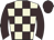 Beige body, brown checked, brown arms, brown cap