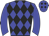 Blue body, black diamonds, blue arms, blue cap, black diamonds