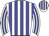 White body, blue striped, white arms, blue striped, white cap, blue striped